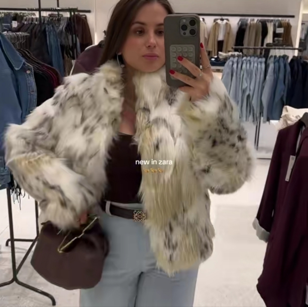 Zara ZW Faux Fur Short Coat - Picture 6 of 16